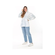 Şans Kadın Büyük Beden Yeşil Batik Desenli Kapşonlu Sweatshirt 65n37521-yeşil Yeşil