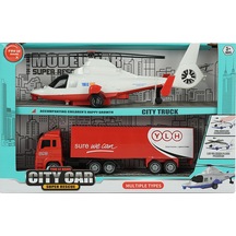 Cıty Car Helikopter Ve Kamyon 2 Li Araç Seti Kırmızı Kamyon