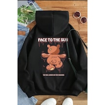 Uyguntarz Unisex Face To The Sun Baskılı Sweatshirt siyah