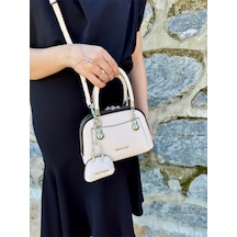 Just Polo Kadın Yeni Sezon Mini Cüzdan Aksesuarlı Askılı Şık El Ve Omuz Çantası Ebat : En 19 Boy 14 Cm Krem - Kahverengi