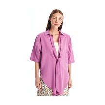 Lcwaıkıkı Classic Mor Şal Yaka Düz Oversize Keten Görünümlü Kadın Kimono