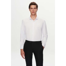 Twn Slim Fit Beyaz Armürlü Gömlek 3ef02ıg172591 Beyaz