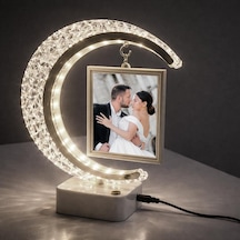 Led Işıklı Hilal Fotoğraf Çerçevesi Gece Lambası 2 Dikey Fotoğraf Kapasiteli
