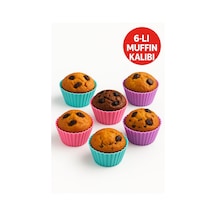 Pratik Silikon Muffin Kalıbı - 6 Lı Set Silikon Çok Renkli Diğer