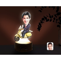 Kişiye Özel Erkek Motorcu Karikatürlü Dekoratif 3D Biblo Led Işık (481496206)