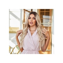 Kumral Ombre/ Balköpüğü Platin Röfleli Orta Boy Tül Peruk - Mydr-463061 Renkli