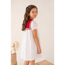 Eray Alp Kids Kız Çocuk Kalp Desenli Müslin Elbise Yazlık Günlük Model Kırmızı