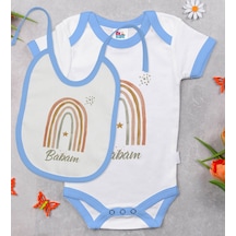 Bk Kids Babam Tasarımlı Mavi Bebek Body Zıbın Ve Mama Önlüğü Hedi Çok Renkli