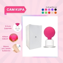Silikon Vakumlu Cam Yüz Masaj Kupası No:4 Pembe Çok Renkli