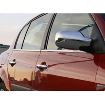 Renault Megane 2 SD Uyumlu 2004-2010 Krom Cam Çıtası 4 Parça Paslanmaz Çelik