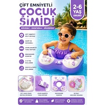 Toyflyer Unicorn Çocuk Yüzme Simidi Çift Tokalı Ayarlanabilir Mor 2-6 Yaş Ar009