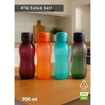 4'lü Suluk Bpa Free Ofis-spor-okul Matarası Pp-5 Siyah-turuncu-mavi-mürdüm 900 Ml Mavi & Turuncu