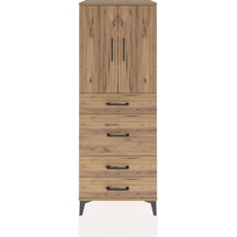 Hyperion Dolap 3 Raflı 4 Çekmeceli 2 Kapaklı 60x44x163 Çam-çam Çam
