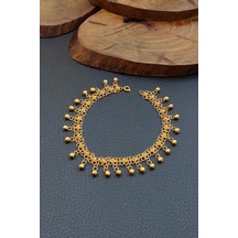 Sarı Renk Telkari Gümüş Halhal El Yapımı Sallantılı Halhal Thl-27
