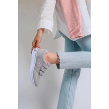 Kadın Fileli Cırtlı Buz Bej Sneaker Yürüyüş Ayakkabısı