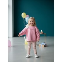 Kız Çocuk Tavşan Detaylı Şardonlu Sweatshirt-16590 Pembe