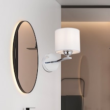 Keria Tekli Beyaz Şapkalı Krom Duvar Lambası Yatak Odası Yatak Başı Banyo Için Modern Aplik Beyaz