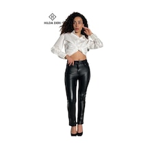 Jean Model Cepli Siyah Hakiki Deri Pantolon Aster 001