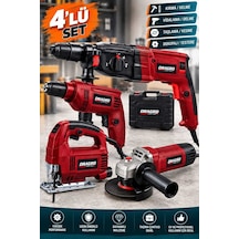 Dragro DRG-21V Çelik Şanzıman K Elektrikli 4'lü Set Matkap + Taşlama + Kırıcı Delici Hilti + Dekupaj