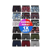 Andredimoda Erkek 1 Adet Rastgele Sürpriz Boxer - Özel Gizemli Paketinde Sürpriz Boxer Desenli Desenli