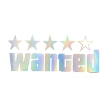 Wanted Yazılı Hologram Efektli Cam Stickeri 20x9cm Renk