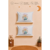 İsme Özel Kız Bebek 2'li Yastık Kılıfı 35x45 Cm %100 Pamuk Organik Baskılı İsimli Bebek Hediyesi 2079y2