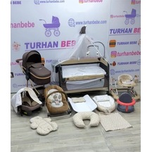 Yeni Doğan Force Maximum Bebek Çeyiz Seti Park Beşik Bebek Arabası Yürüteç Ana Kucağı... Kahverengi Kahverengi