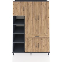Kronos Dolap 8 Raflı Tek Çekmeceli 5 Kapaklı 132x59x195 Antrasit-çam/çam Atlas Çam/atlas Çam