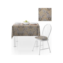 Zeytin Dalı Desenli Sarı Gri Dijital Baskılı Petek Dokuma Masa Örtüsü 140x220