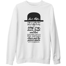 Charlie Chaplin - Curtain Beyaz Kalın Sweatshirt