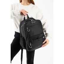 Sanmorris Unisex Çok Bölmeli Suya Dayanıklı Paraşüt Kumaş Laptop Bölmeli Ve Günlük Sırt Çantası 6027 Siyah