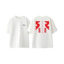 Thewert Cyberpunk And Japanese Tasarım Sırt Baskılı Pamuk Beyaz Oversize T-shirt