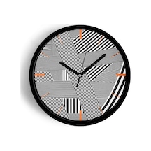Soyut - Bohem - Geometrik Temalı Modern Duvar Saati - 30cm - Önü Camlı Siyah Kasa - Sessiz Mekanizma-jh0499 Siyah
