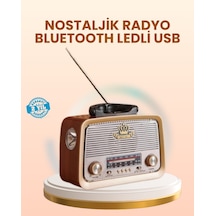 Eskitme Tasarımlı Ahşap Bluetooth Radyo Led Aydınlatmalı - Lisinya