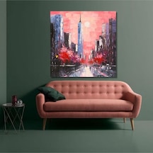 Şehir Soyut El Yapımı Yağlı Boya Tablo 76x76cm