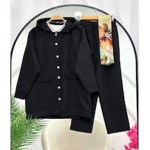 Lovie Moda Kadın Metal Düğmeli İkili Takım Siyah