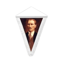 Sivil Mustafa Kemal Atatürk - Saten Hatıra Üçgen Flama Bayrak 1