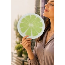 Limon Desenli Kore Yelpaze