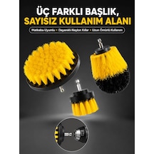 Lexroo Banyo Ve Mutfak İçin Matkap Ucu Temizlik Fırçası 3 Lü Set