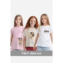 Fyk Kids Kız Çocuk 3'lü - Wild-love-coffee Baskılı Tişört Çok Renkli Fyk Kids Kız Çocuk 3'lü - Wild-love-coffee Baskılı Tişört Çok Renkli