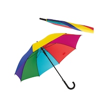 Hopal Gökkuşağı Renkli Fiber Glass Kırılmaz Şemsiye Çok Renkli