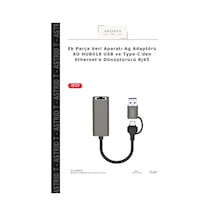 Ek Parça Veri Aparatı Ag Adaptörü Xo Hub018 Usb Ve Type-c'den Ethernet'e Dönüştürücü Rj45