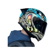 Siyah Vizör + Spoiler + Ls2 Rapid 2 Kask Mor Neo Mavi