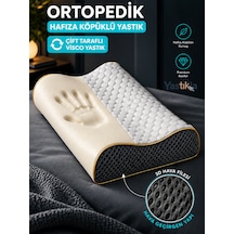 Büyük Boy Ortopedik Visco Yastık Boyun Ve Omurga Destekli Çift Taraflı 60x40x12-14 Cm Beyaz - Antrasit