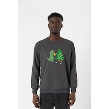 Dinosaur Christmas Tree Füme Erkek 2ip Sweatshirt Füme