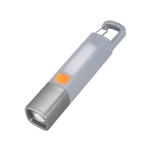 Usb Şarjlı El Feneri 800 Lümen Kamp Lambası Yan Led Özellikli Klipsli Gri