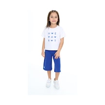 Toontoy Kids Toontoy Kız Çocuk Baskılı Kaprili Takım Saks Mavi