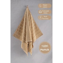Pamuk Tekli Havlu Jakarlı Karna Premıum Venna - 70 X 140 Sütlü Kahverengi