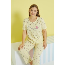 Siyah İnci Curve Büyük Beden Battal Boy Örme Pijama Takımı 24103637 Çok Renkli