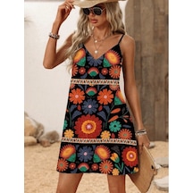 Kadın Ip Askılı V Yakalı Süprem Elbise Siyah